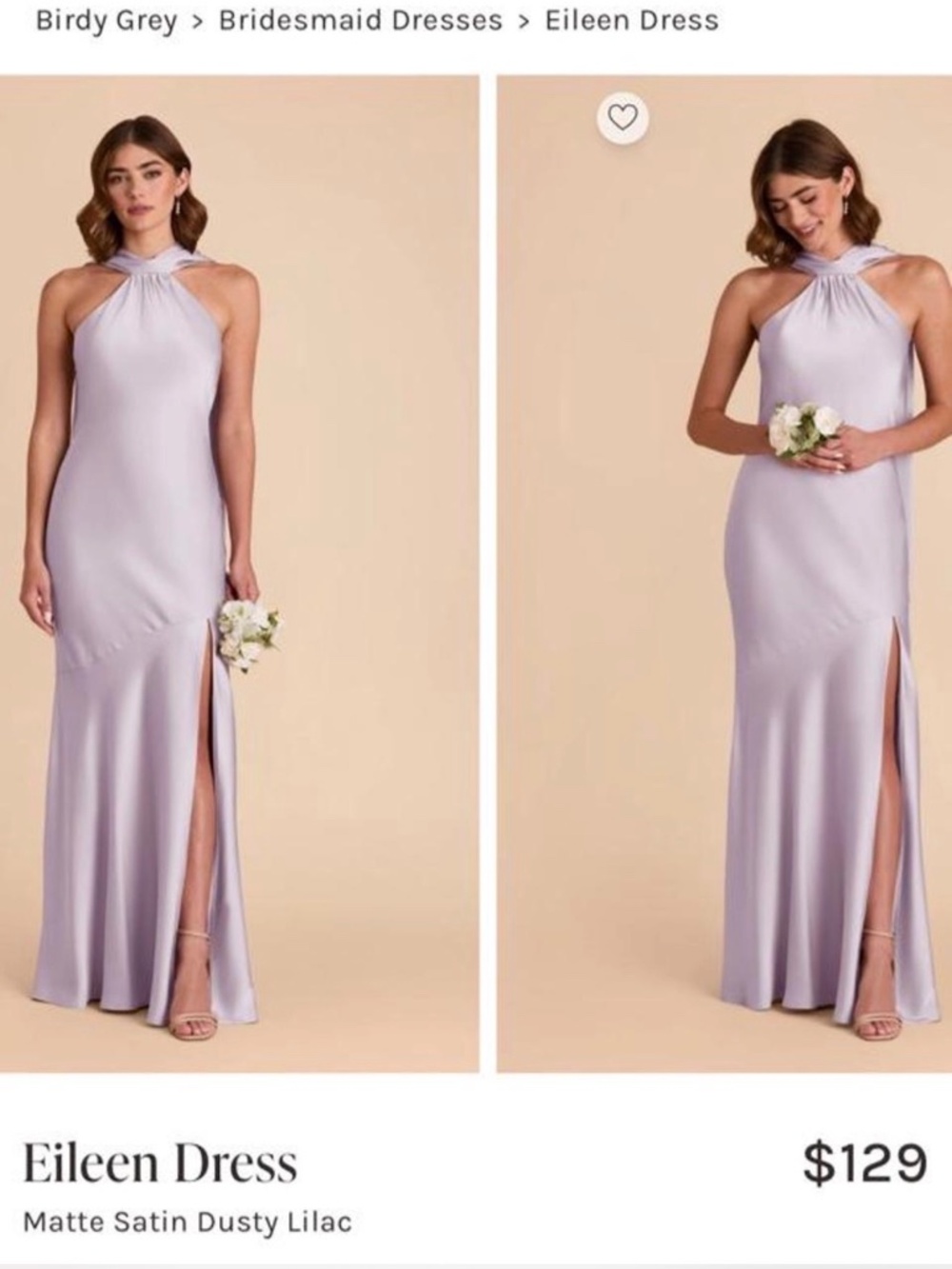 Birdy Grey - Eileen dress - dusty lilac - Matt Satin